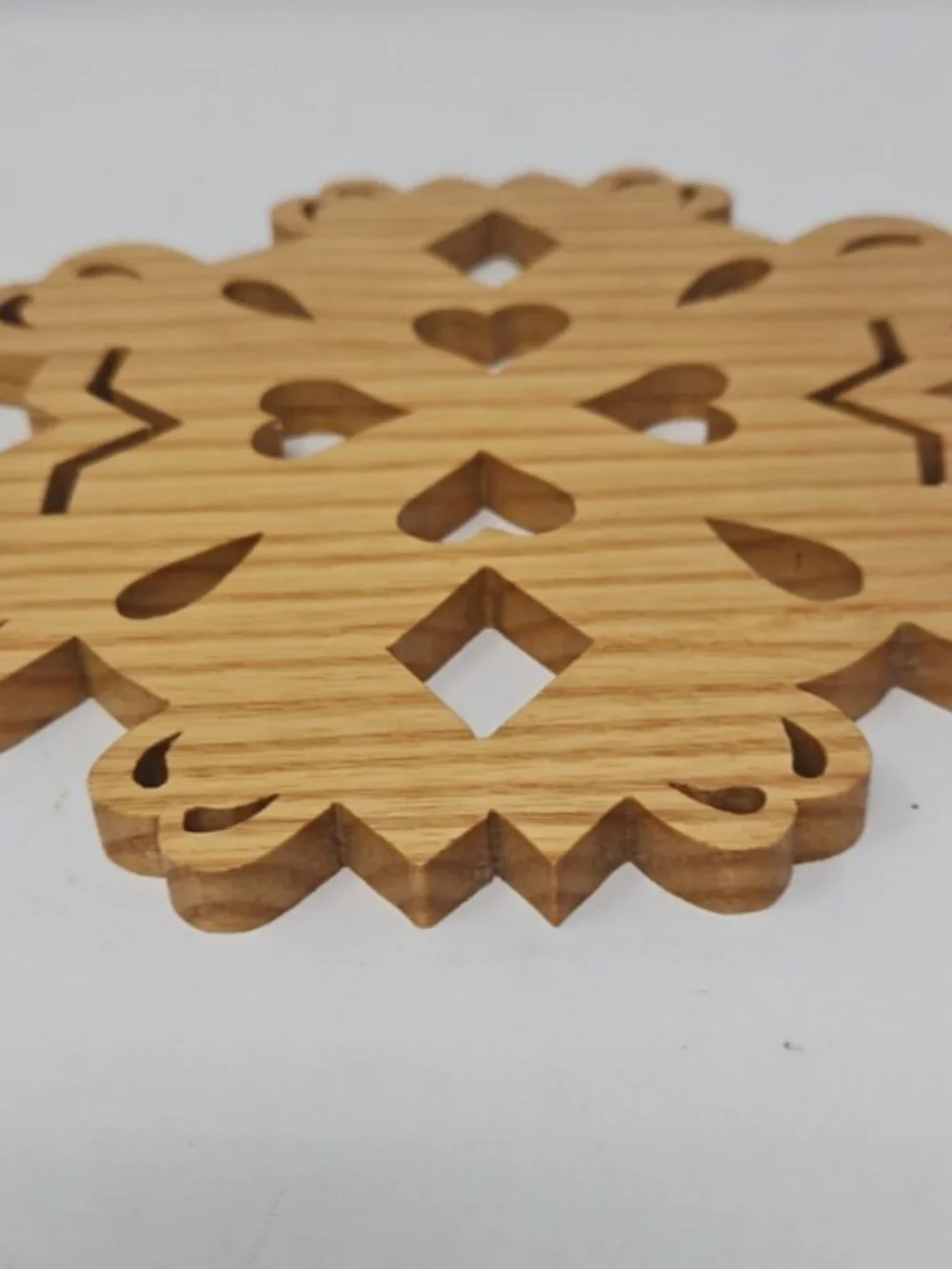 Vintage 1980s Fret Heart Cut Out Wood Trivet Hot Plate Grannycore Cottagecore